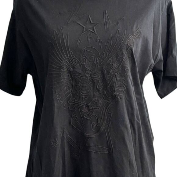 Zadig & Voltaire Short Sleeve Embroidered Skeleton Tee Black Size Large - Picture 3 of 9